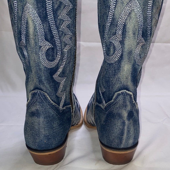 Dan Post Denim Darlin Stylish Blue Embroidered Leather Women western Boots - Picture 5 of 11